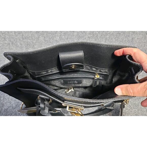 Michael Kors Hamilton EW East West Satchel Black Hamilton Leather Gold bag - Picture 9 of 14